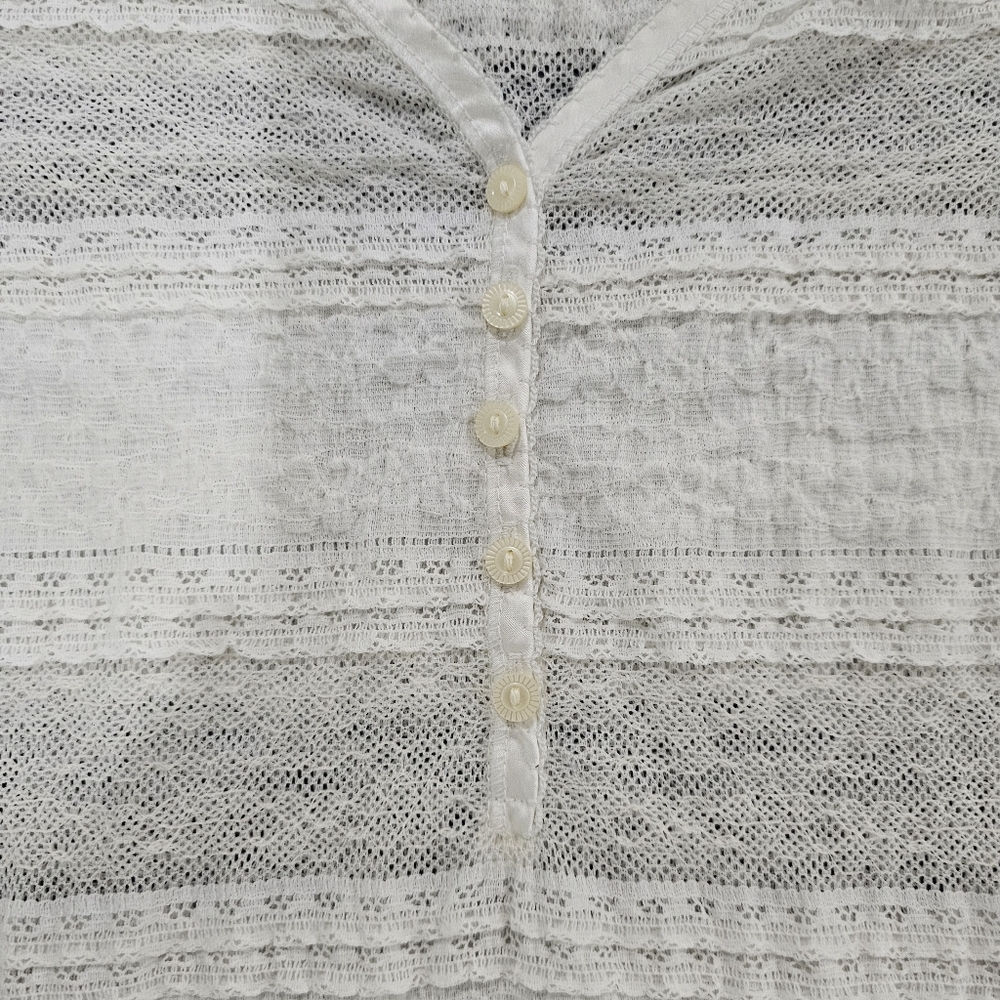 NWOT Denim & Supply Ralph Lauren Lace Ivory Henley 3/4 Sleeve Top Small - Picture 5 of 7